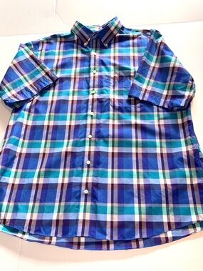 Jos. A. Bank Blue, Teal & Purple Plaid Button-Down Shirt